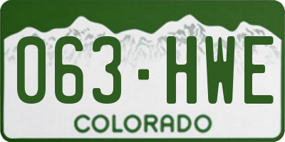 CO license plate 063HWE