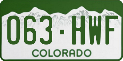 CO license plate 063HWF