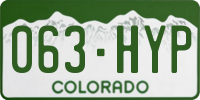 CO license plate 063HYP