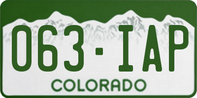 CO license plate 063IAP