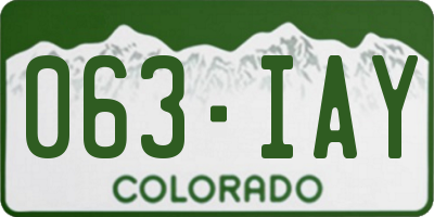 CO license plate 063IAY