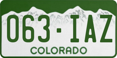 CO license plate 063IAZ