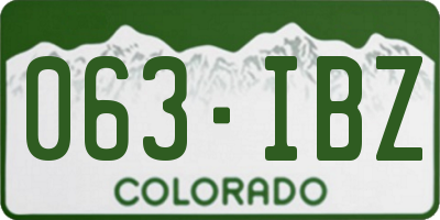 CO license plate 063IBZ