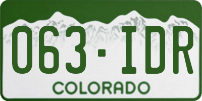 CO license plate 063IDR