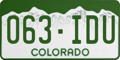 CO license plate 063IDU