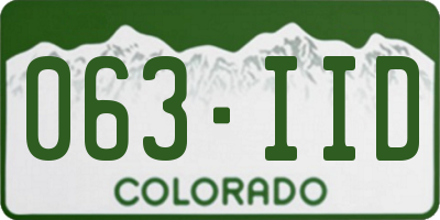 CO license plate 063IID
