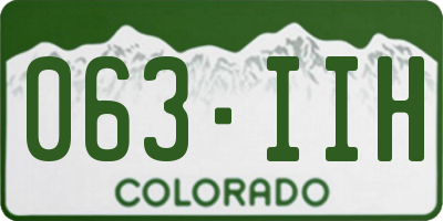 CO license plate 063IIH