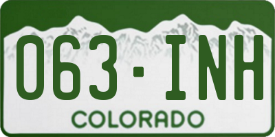CO license plate 063INH