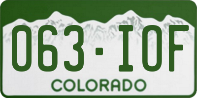 CO license plate 063IOF