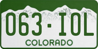 CO license plate 063IOL