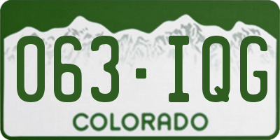 CO license plate 063IQG