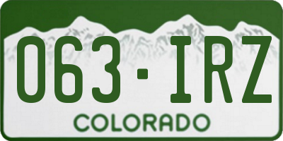 CO license plate 063IRZ