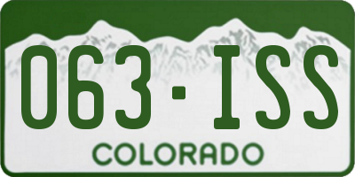 CO license plate 063ISS
