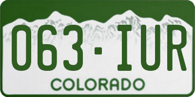 CO license plate 063IUR