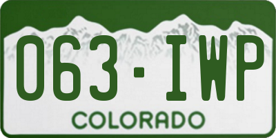 CO license plate 063IWP