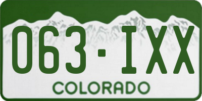 CO license plate 063IXX
