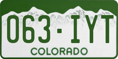 CO license plate 063IYT