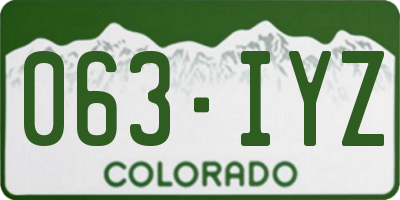 CO license plate 063IYZ
