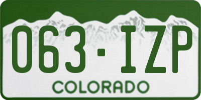 CO license plate 063IZP