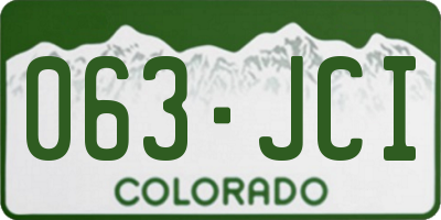 CO license plate 063JCI