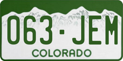CO license plate 063JEM