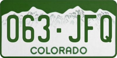CO license plate 063JFQ