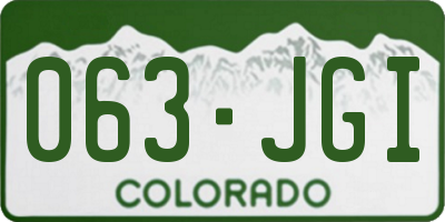 CO license plate 063JGI