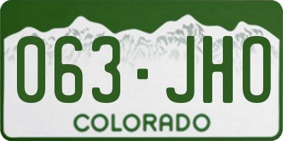 CO license plate 063JHO
