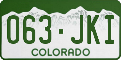 CO license plate 063JKI