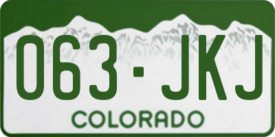 CO license plate 063JKJ