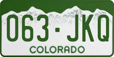 CO license plate 063JKQ