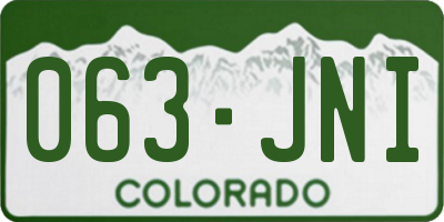 CO license plate 063JNI
