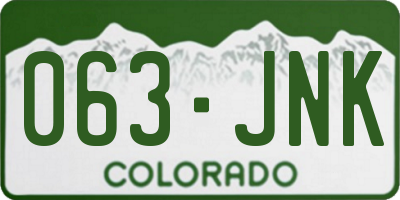CO license plate 063JNK
