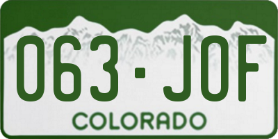 CO license plate 063JOF