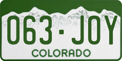 CO license plate 063JOY