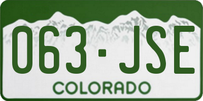 CO license plate 063JSE