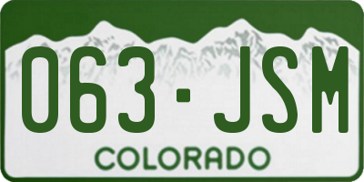 CO license plate 063JSM