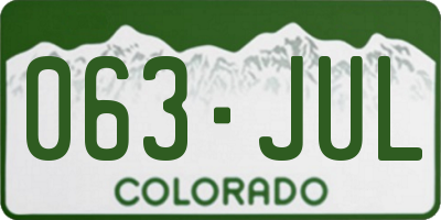 CO license plate 063JUL
