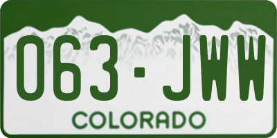 CO license plate 063JWW