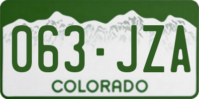 CO license plate 063JZA