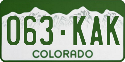 CO license plate 063KAK