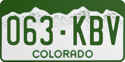 CO license plate 063KBV
