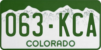 CO license plate 063KCA