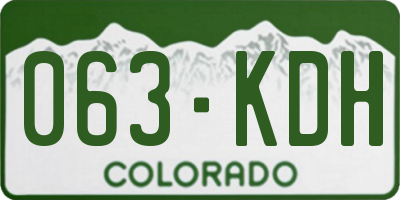CO license plate 063KDH