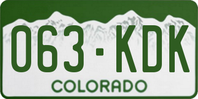 CO license plate 063KDK