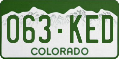 CO license plate 063KED