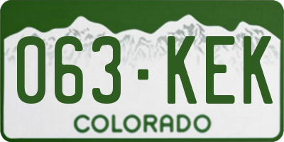 CO license plate 063KEK