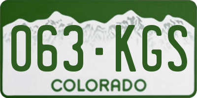 CO license plate 063KGS