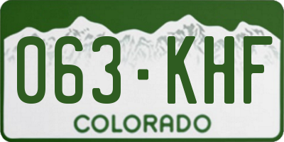 CO license plate 063KHF