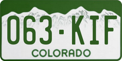 CO license plate 063KIF